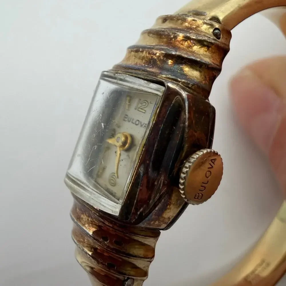 Untested Vintage Bulova American Girl10K GF Ladies Bangle Watch AS IS Untested